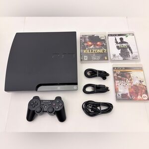 Sony PlayStation 3 PS3 120gb Console Bundle Lot Controller 3 Games TESTED